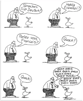 Talking to a duck, Gar Larson, The far side