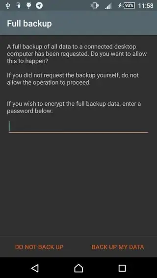 backup screen