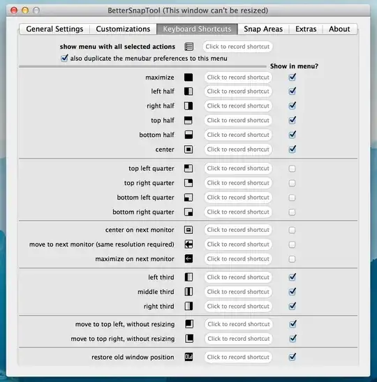 screen shot of app