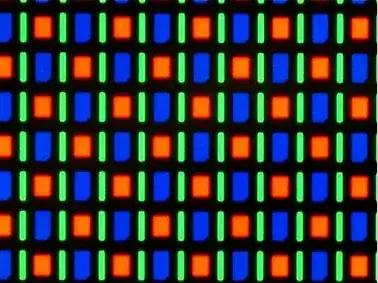 Close up image of RGBG pixel geometry