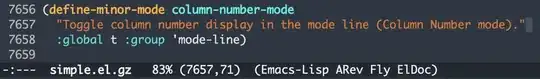 Mode line with the column number