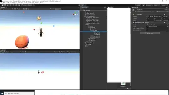 The player head child object with the script attached