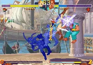 Cammy jumps up to kick, and leaves behind previous visible ghosts of herself