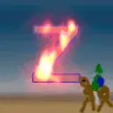 flaming logo over background