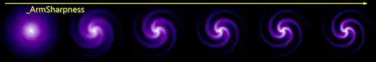 Image showing how the _ArmSharpness parameter controls how cloudy or crisp the spiral looks.