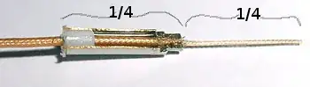 inside of a 2.4 GHz antenna. Each part is a quarter-wavelength
