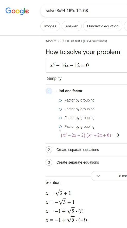 solution for sqrt x